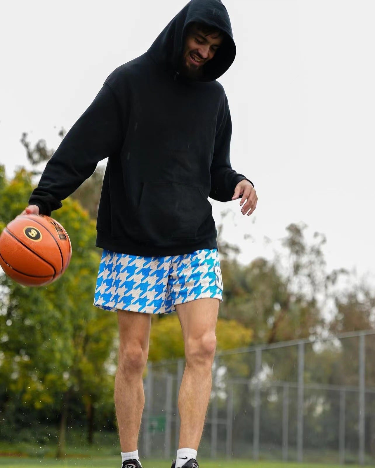 BKTSQD American Checkered Mesh Basketball Shorts Men's 2024 Summer Quick Dry Sports Fitness Running Quick Dry Quarter Pants