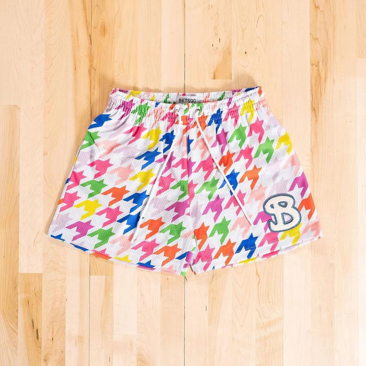 BKTSQD American Checkered Mesh Basketball Shorts Men's 2024 Summer Quick Dry Sports Fitness Running Quick Dry Quarter Pants