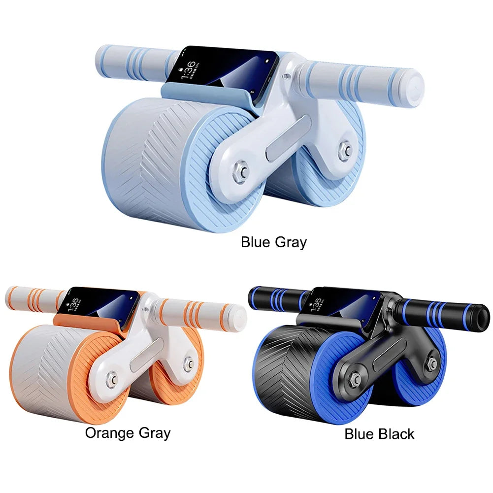 Abdominal Wheel Exerciser Dual Wheel Design Abdominal Trainer Automatic Rebound Anti-Slip Home Gym Fitness Equipment
