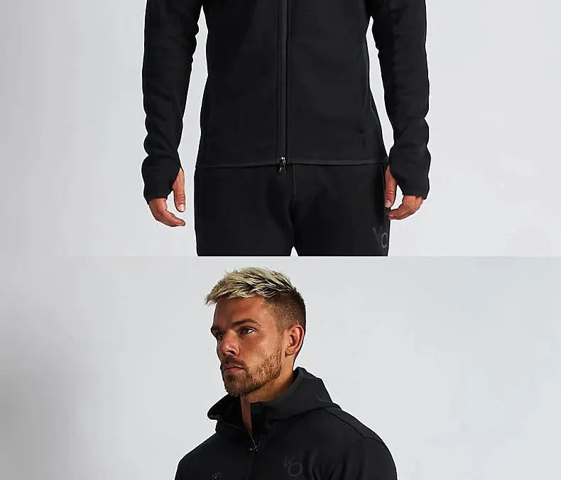 Men's Gym Spring and Autumn Cotton Sports Suit Streetwear Fitness Zipper Jogging Hooded Hoodie Casual Jacket Men Trousers