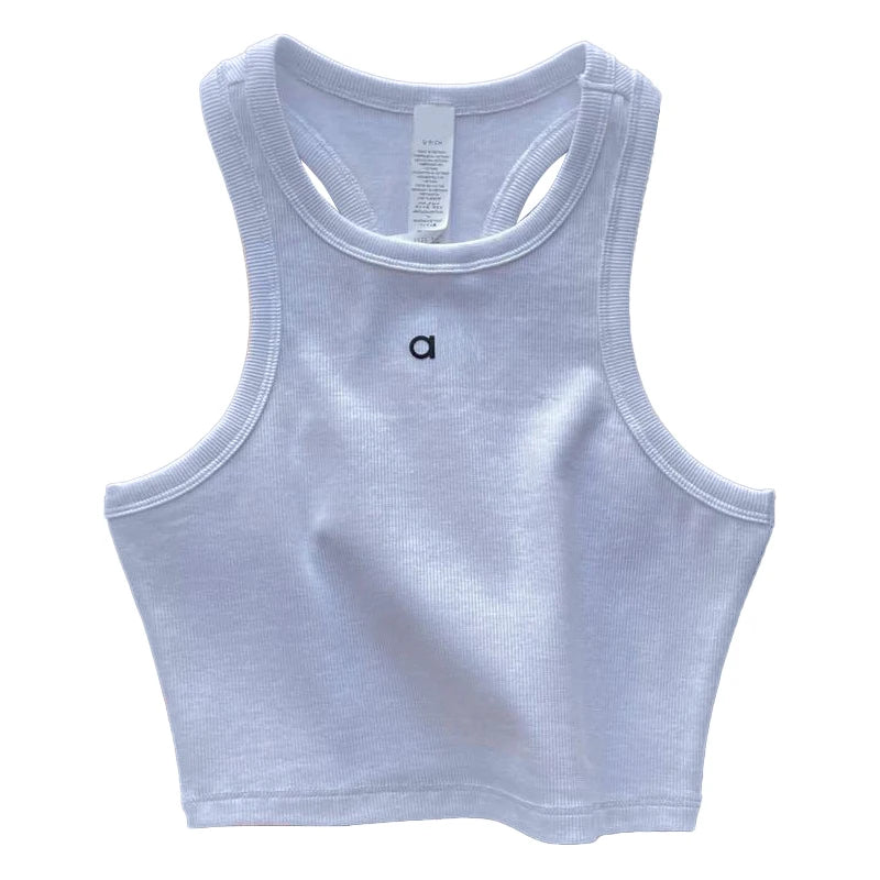 Women's Tank Yoga Knitted Vest AL Sleeveless Seamless Short Workout Sports Gym Women Top Fitness Running Slim Vest
