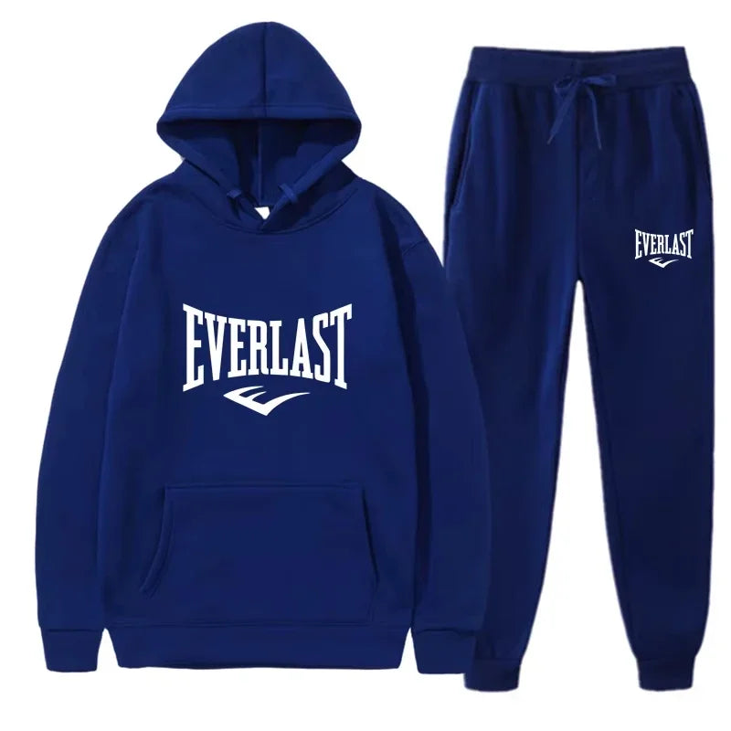 Men's EVERLAST Sportswear Fitness Gym Clothing Running Set Sportswear Straps Autumn/Winter Hoodie Set New Style