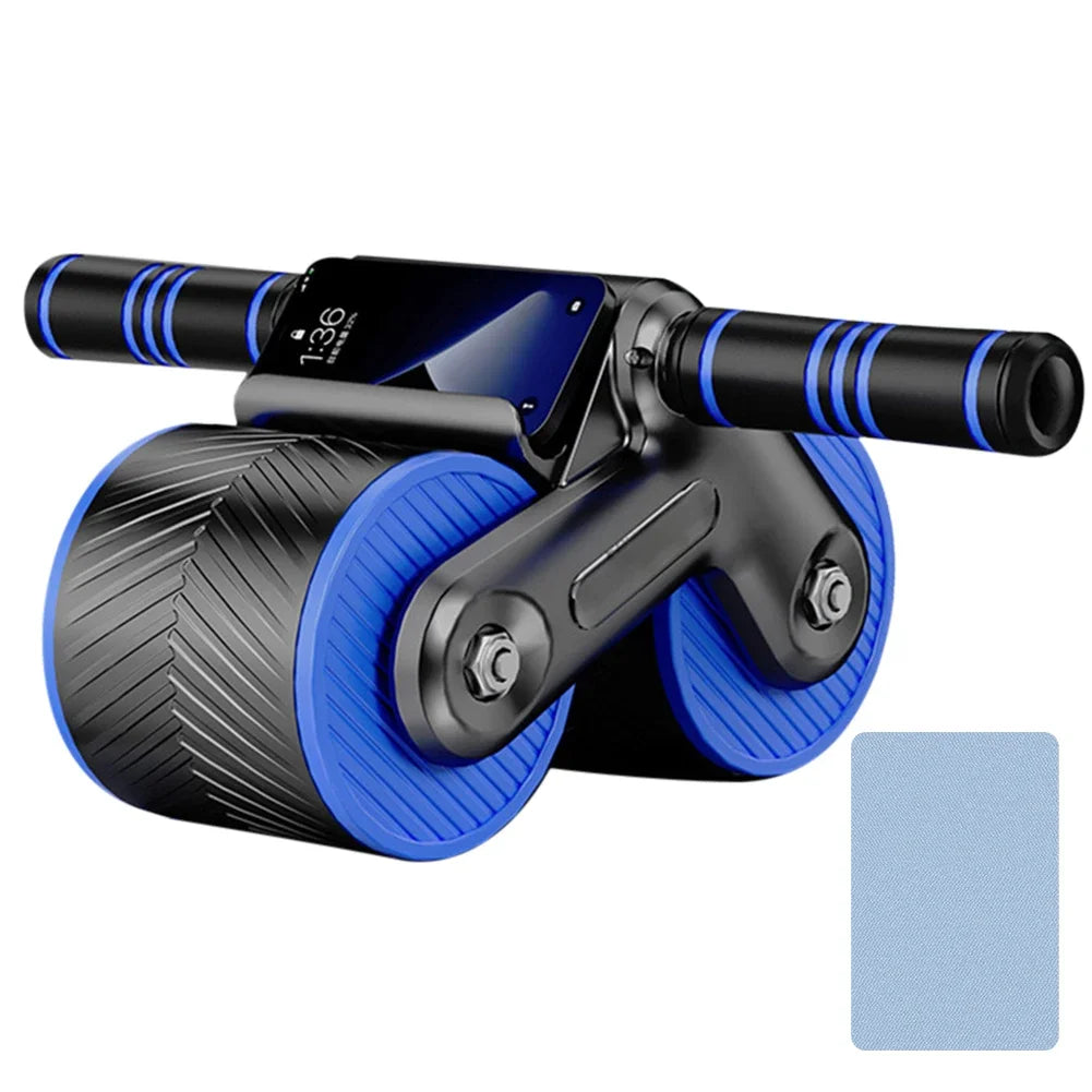 Abdominal Wheel Exerciser Dual Wheel Design Abdominal Trainer Automatic Rebound Anti-Slip Home Gym Fitness Equipment