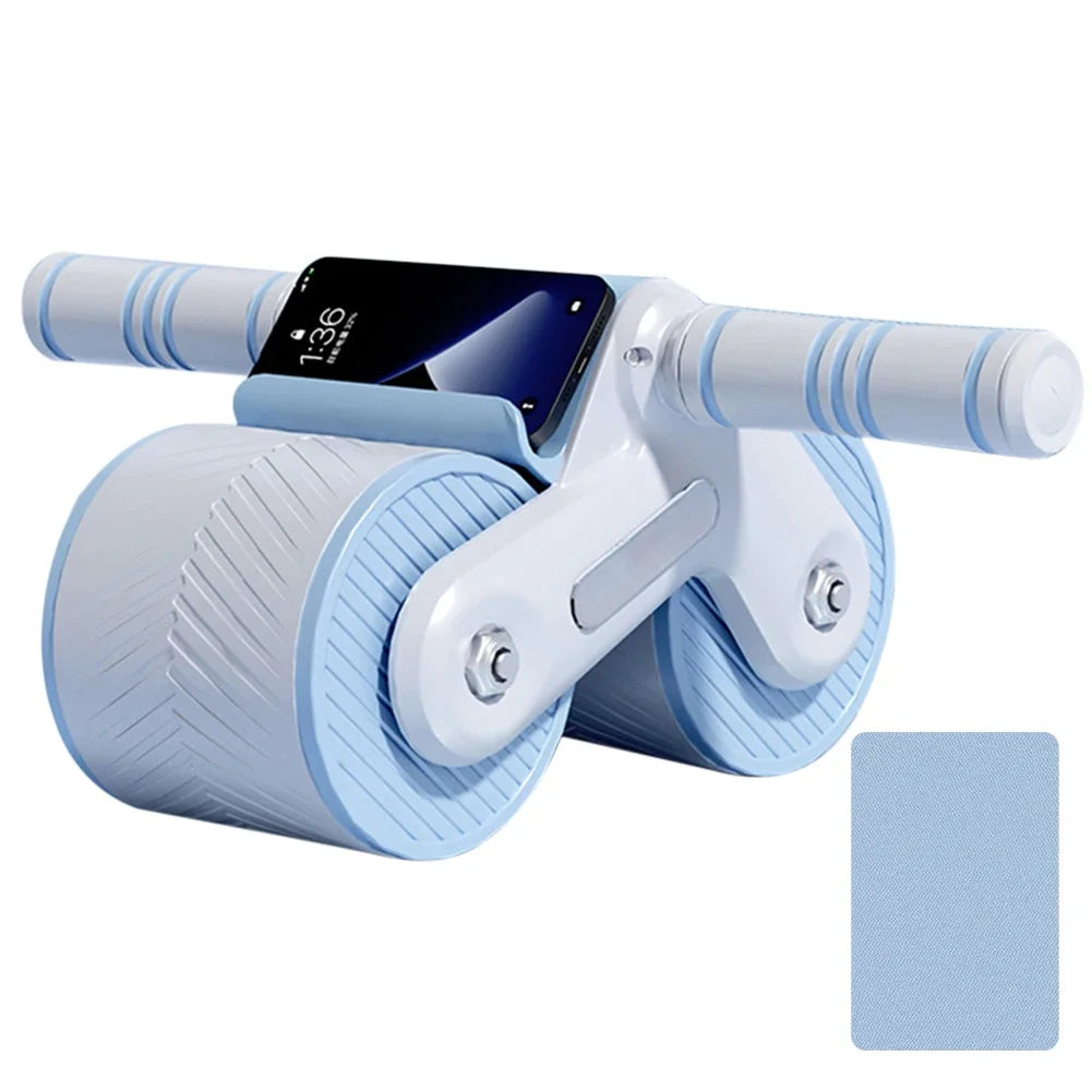 Abdominal Wheel Exerciser Dual Wheel Design Abdominal Trainer Automatic Rebound Anti-Slip Home Gym Fitness Equipment