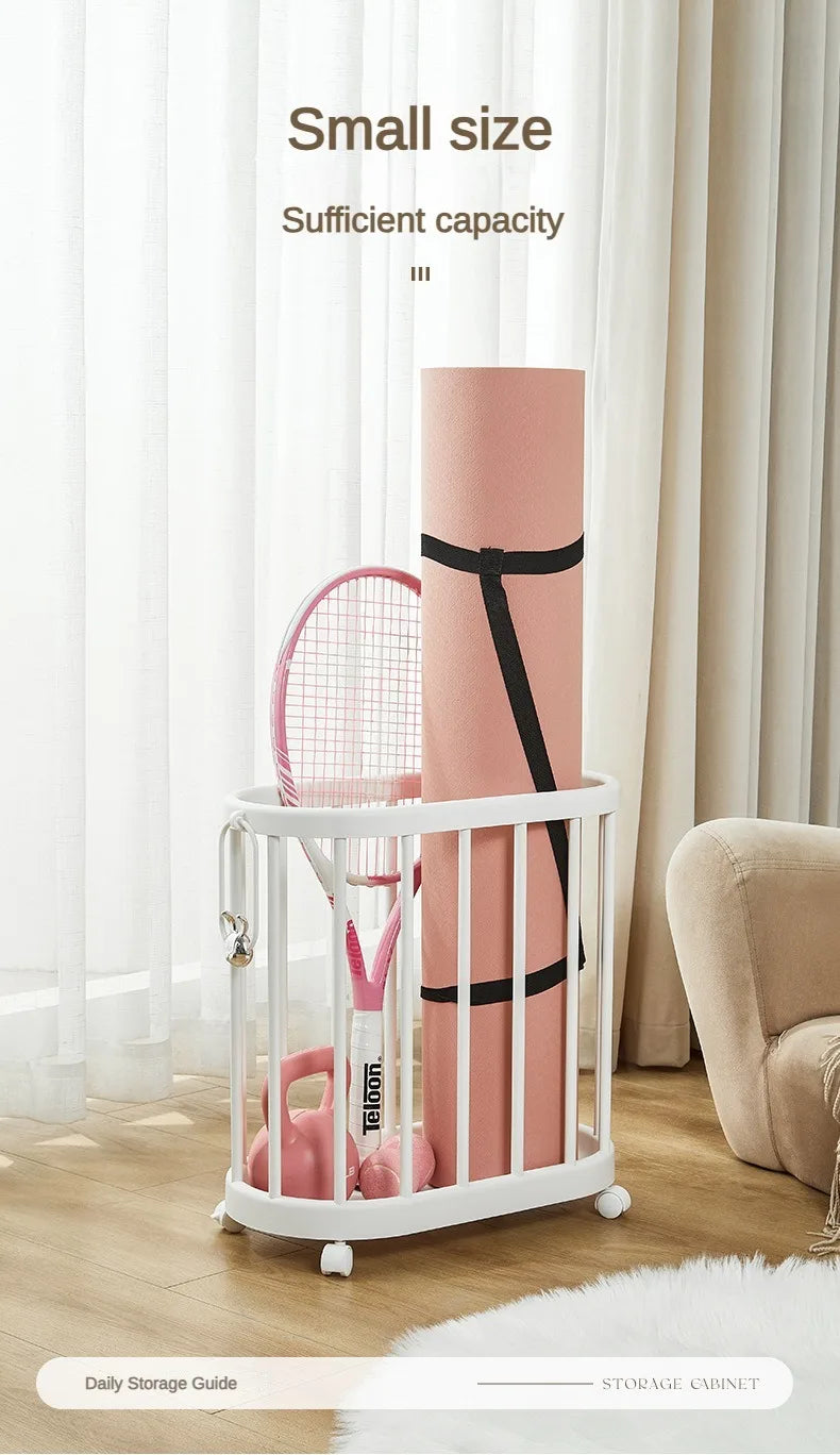 Large Capacity Storage Basket Clothes Storage Basket with Wheel Multi-Functional Yoga Fitness Equipment Organizer
