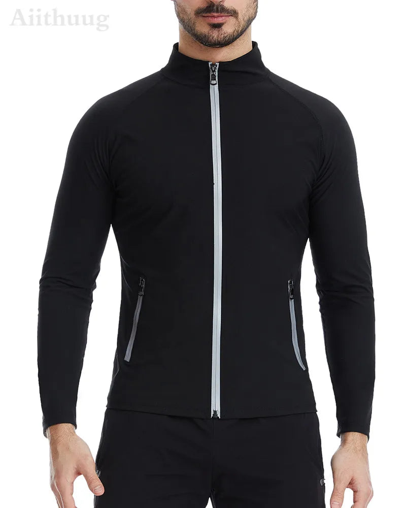 Aiithuug Waist Trainer Shirts Sauna Suit Sauna Sweat Jacket Long Sleeve Workout Shirts Zipper Sweat Top Gym Fitness Sauna Shirt