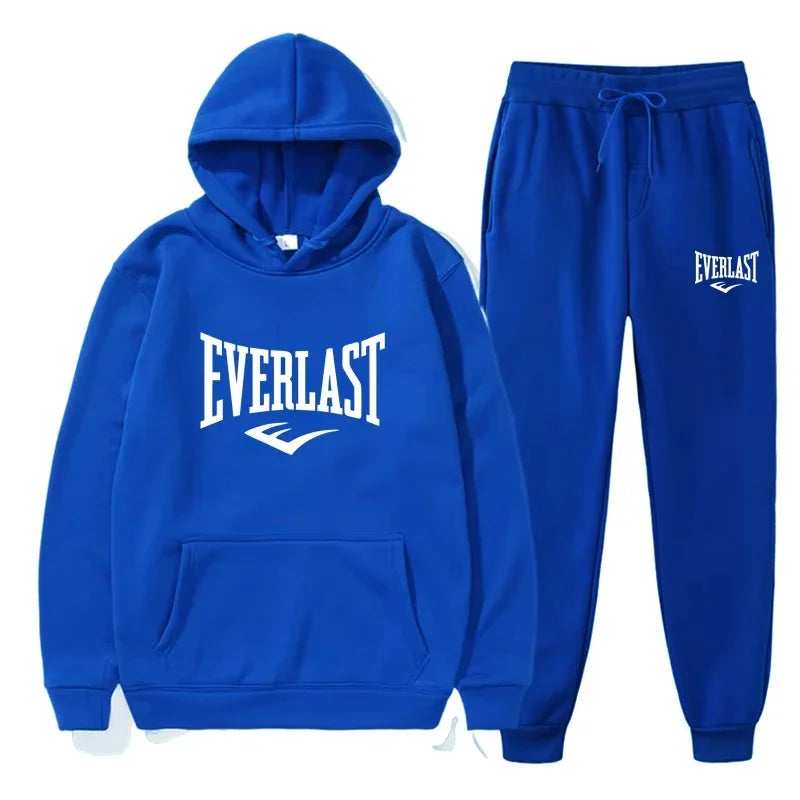 Men's EVERLAST Sportswear Fitness Gym Clothing Running Set Sportswear Straps Autumn/Winter Hoodie Set New Style