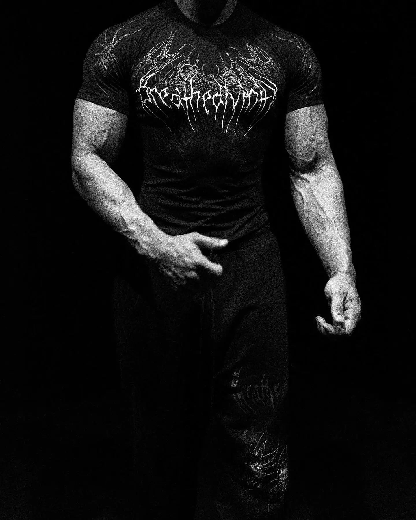 Breathedivinity Compression Shirt Short Sleeve tops Muscle GYM Fitness in Black Wolves Club Y2K
