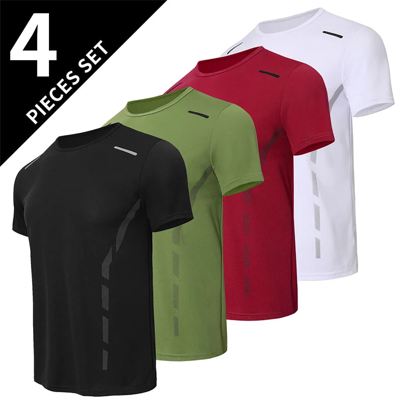 1/4 Pcs Men's Summer Quick-drying Sports Fashion Printed Short-sleeved Teens Loose and Comfortable Running Fitness Joker T-shirt