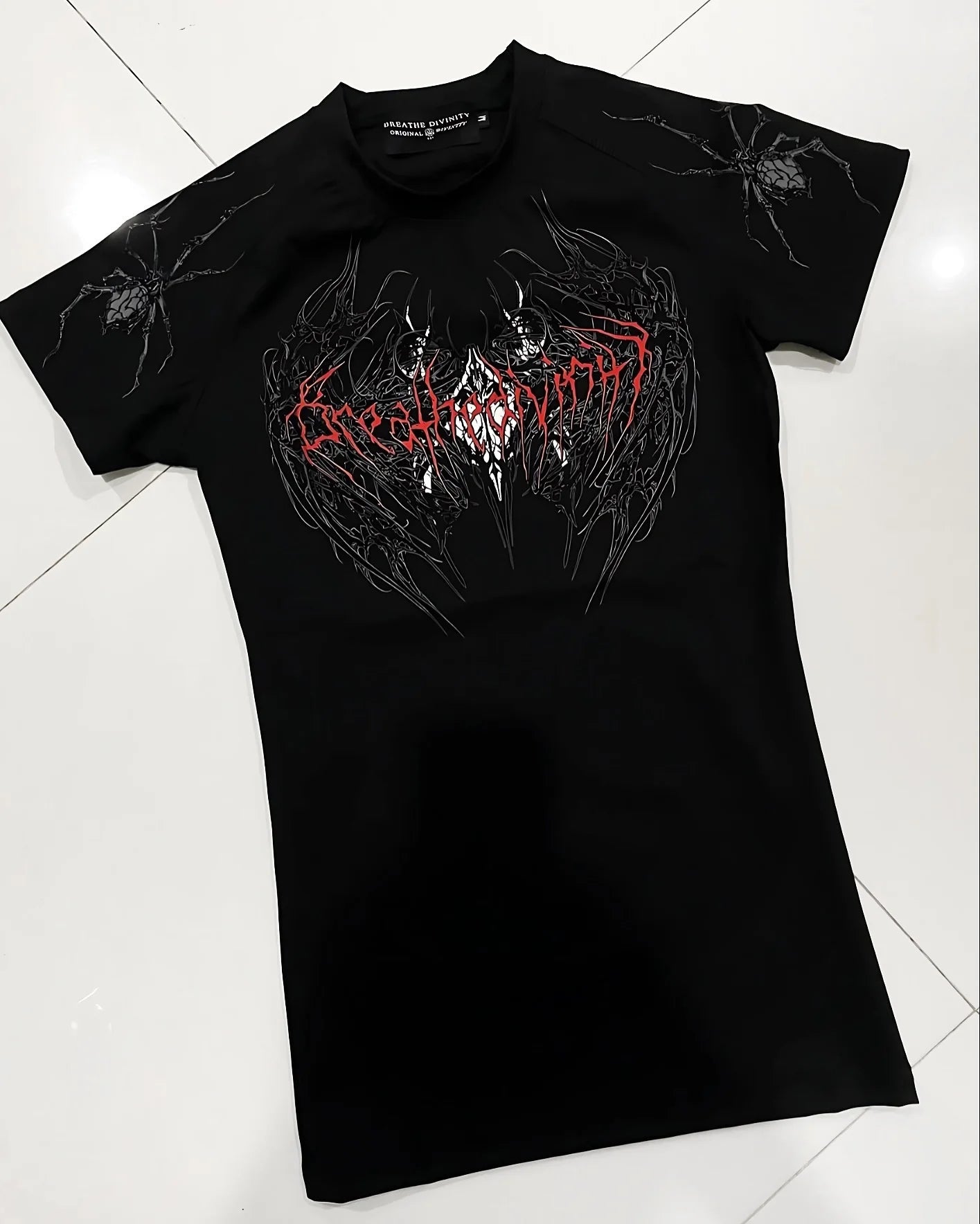 Breathedivinity Compression Shirt Short Sleeve tops Muscle GYM Fitness in Black Wolves Club Y2K