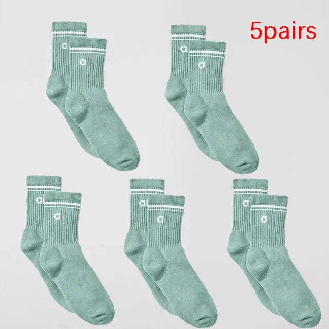 4 Pairs Cotton Female Yoga Sports Sock, Medium Long Socks, Pilates Fitness Sports Four Seasons High Quality Women's Yoga Sock