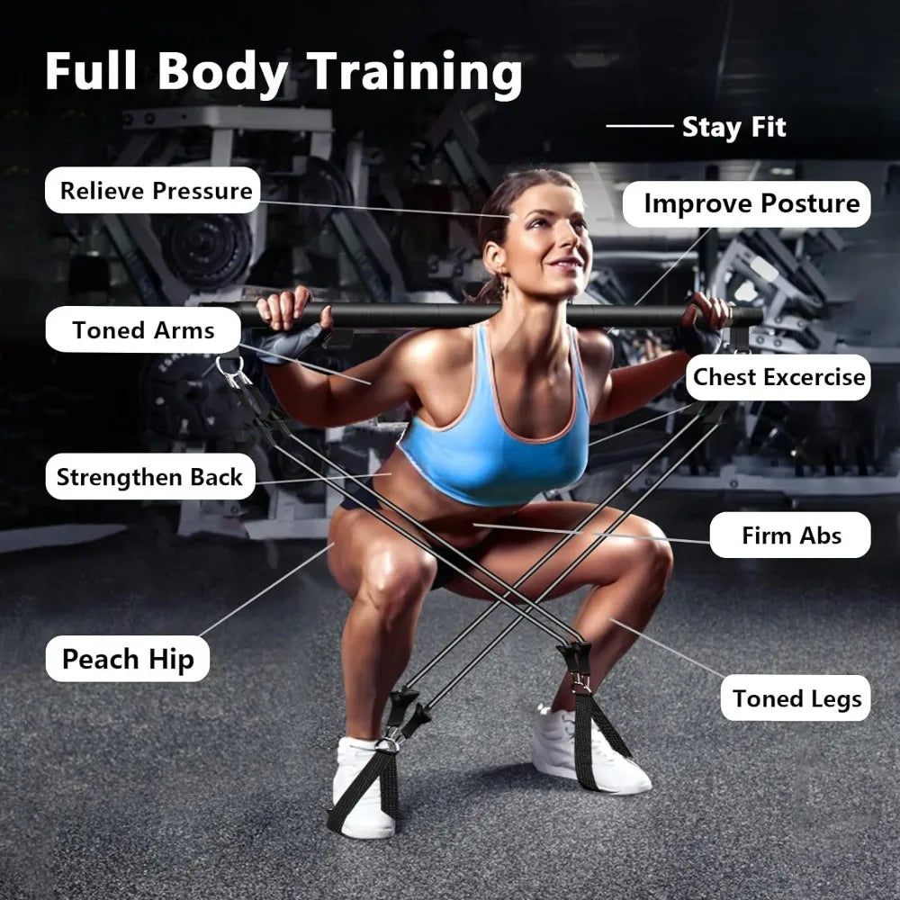 Resistance Bands Set with Fitness Bar Workout Gym Pull Rope Yoga TPE or Latex Tube Sports Elastic Exercise Equipment for Home