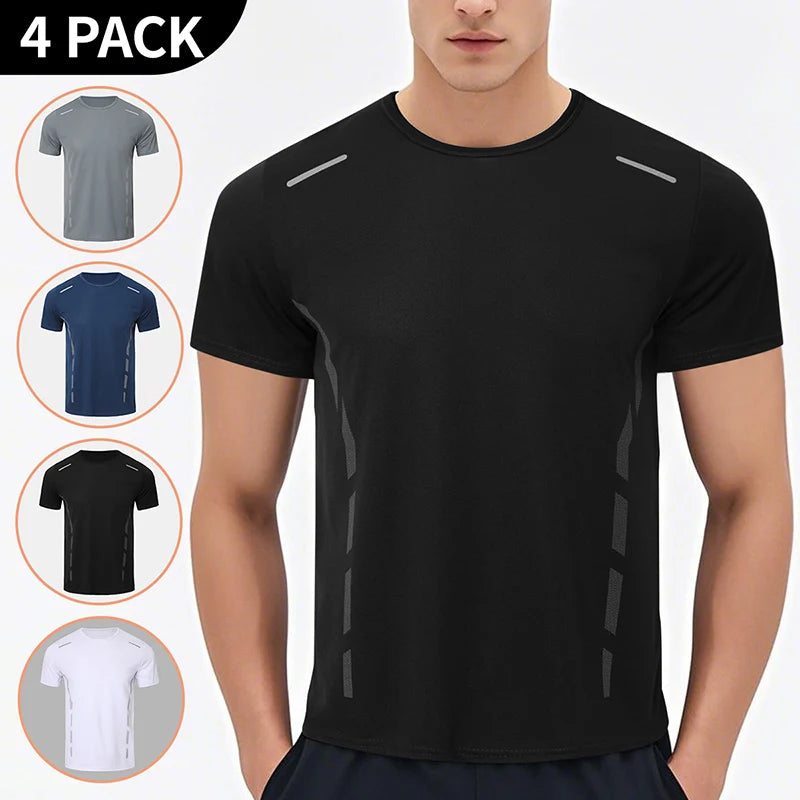 Front-back contrast tee shown together