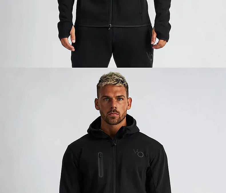 Men's Gym Spring and Autumn Cotton Sports Suit Streetwear Fitness Zipper Jogging Hooded Hoodie Casual Jacket Men Trousers