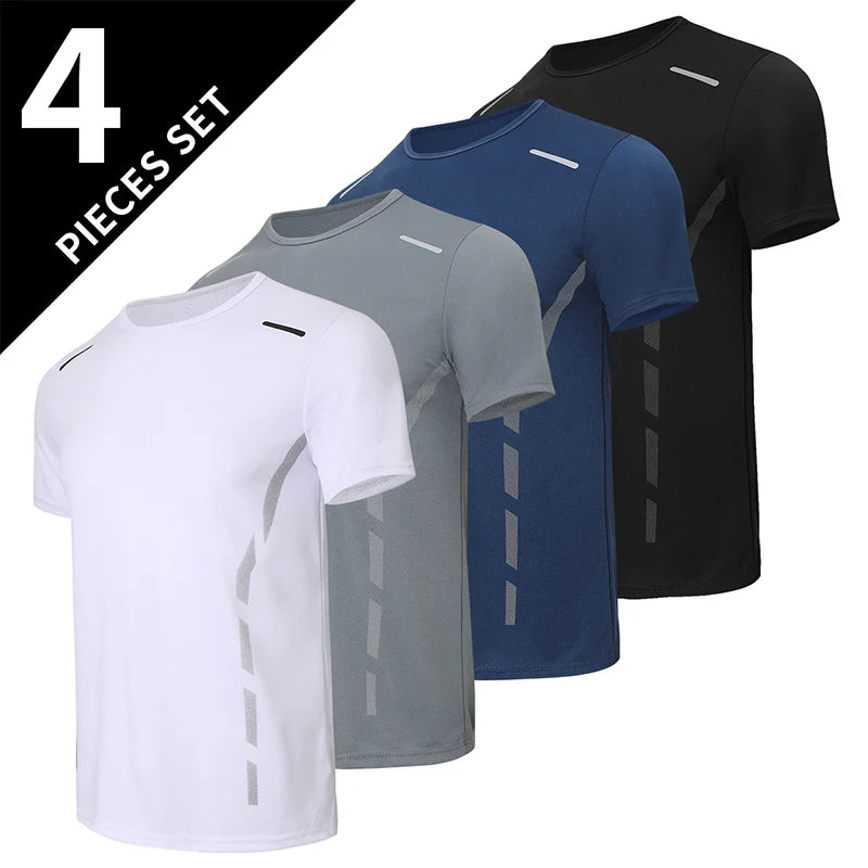 1/4 Pcs Men's Summer Quick-drying Sports Fashion Printed Short-sleeved Teens Loose and Comfortable Running Fitness Joker T-shirt