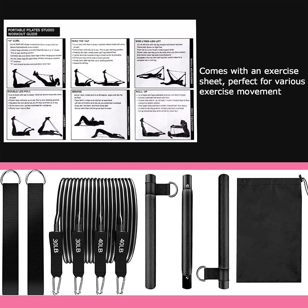 Resistance Bands Set with Fitness Bar Workout Gym Pull Rope Yoga TPE or Latex Tube Sports Elastic Exercise Equipment for Home