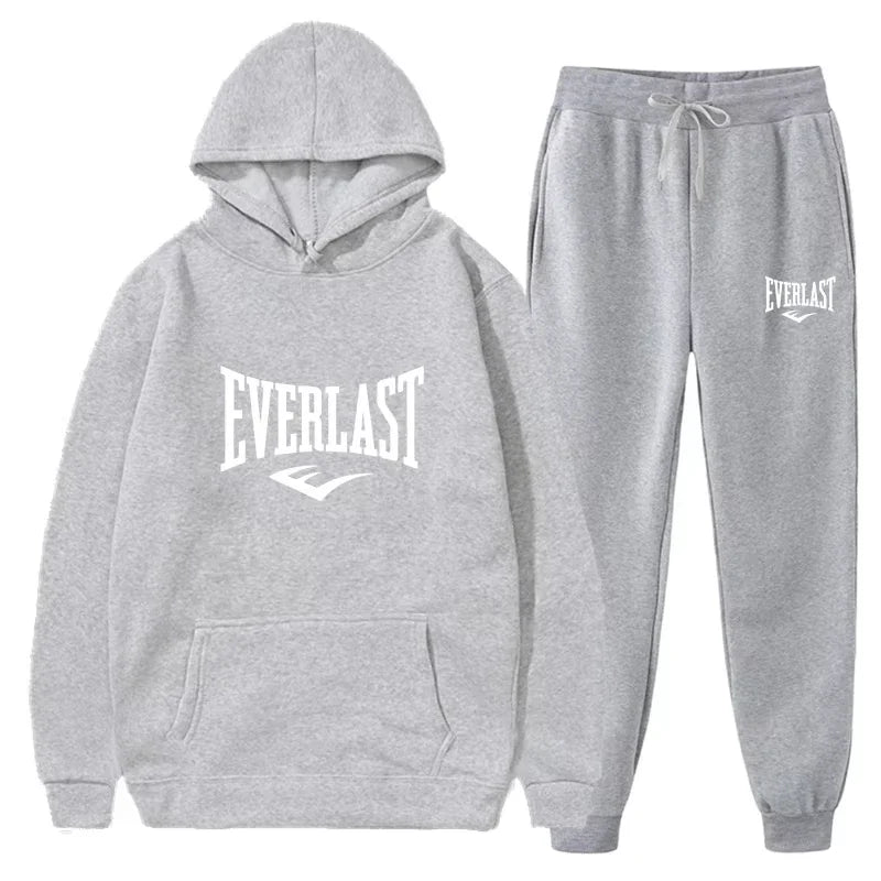 Men's EVERLAST Sportswear Fitness Gym Clothing Running Set Sportswear Straps Autumn/Winter Hoodie Set New Style
