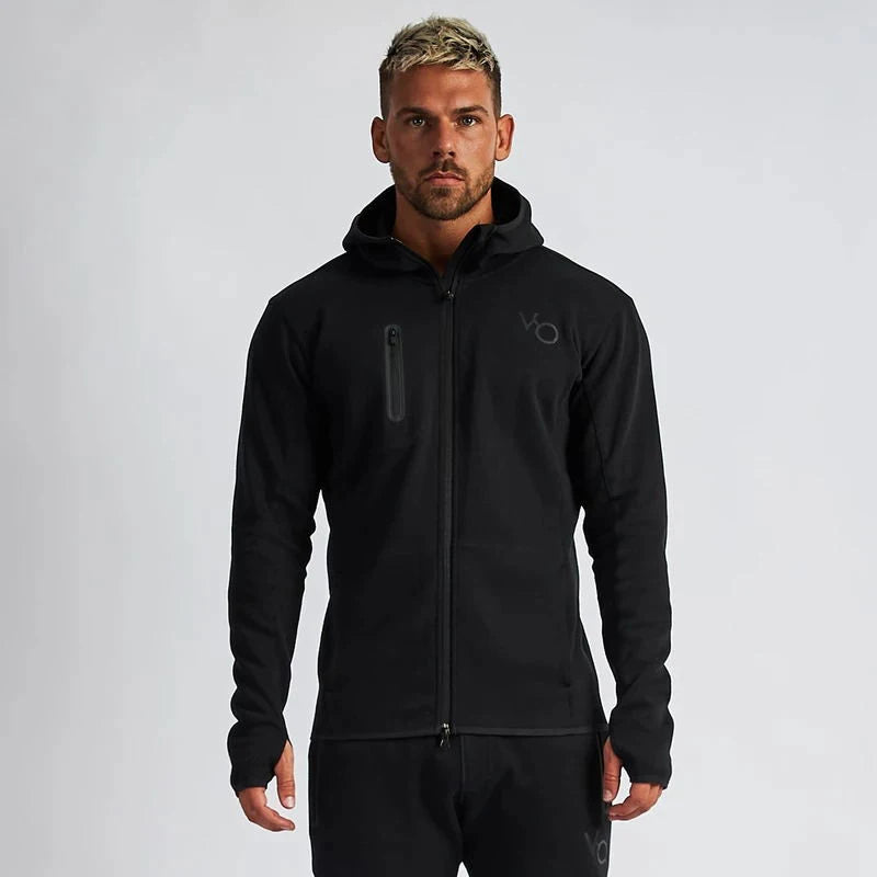 Men's Gym Spring and Autumn Cotton Sports Suit Streetwear Fitness Zipper Jogging Hooded Hoodie Casual Jacket Men Trousers