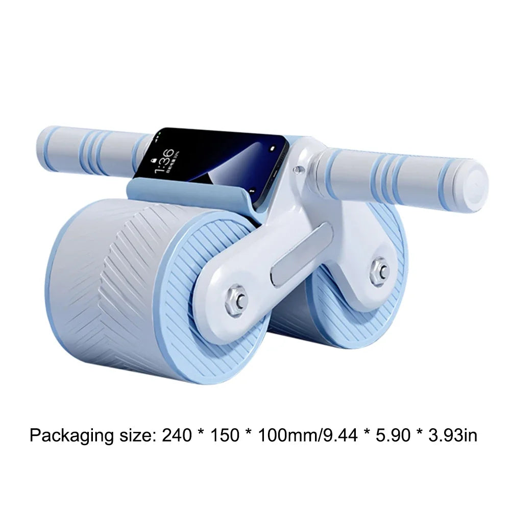 Abdominal Wheel Exerciser Dual Wheel Design Abdominal Trainer Automatic Rebound Anti-Slip Home Gym Fitness Equipment