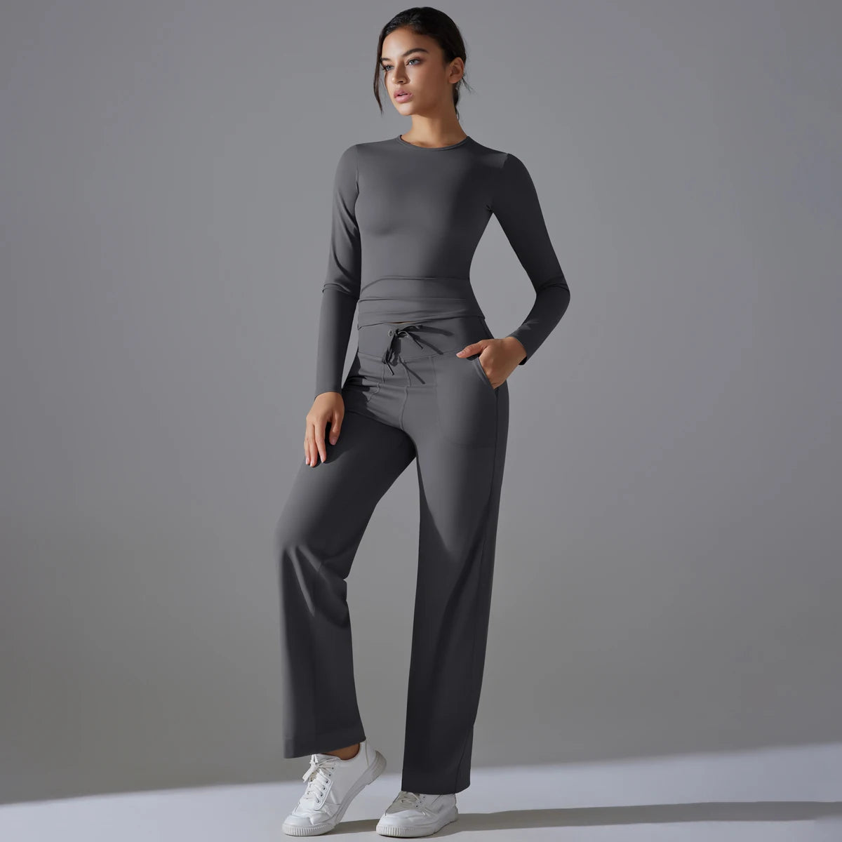 2 Pieces Sportswear Yoga Set Gym Clothes Sportswear Yoga Suits For Women Fitness Set Tracksuits Sports Long Sleeve Gym Leggings