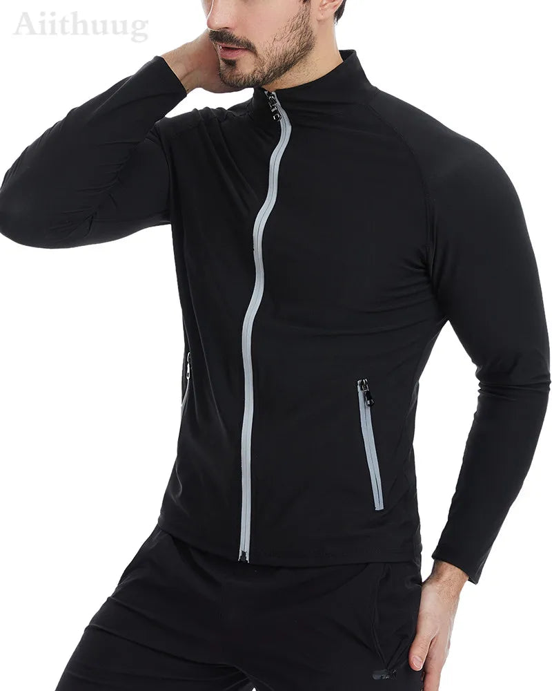Aiithuug Waist Trainer Shirts Sauna Suit Sauna Sweat Jacket Long Sleeve Workout Shirts Zipper Sweat Top Gym Fitness Sauna Shirt