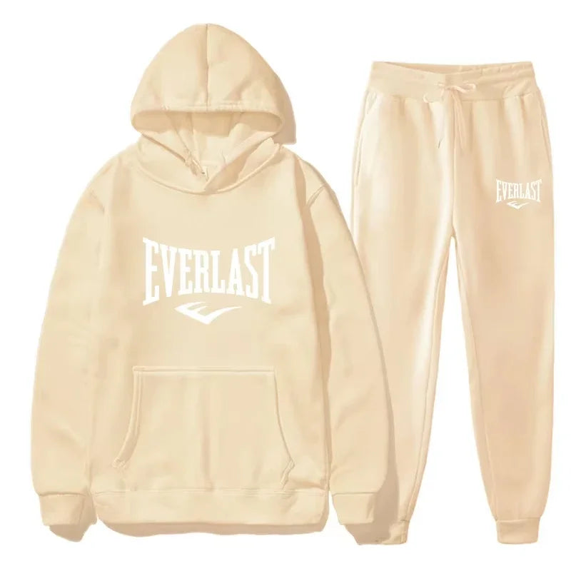 Men's EVERLAST Sportswear Fitness Gym Clothing Running Set Sportswear Straps Autumn/Winter Hoodie Set New Style