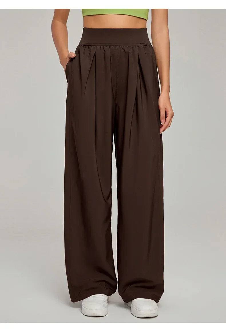 Front view of loose-fit yoga sports pants