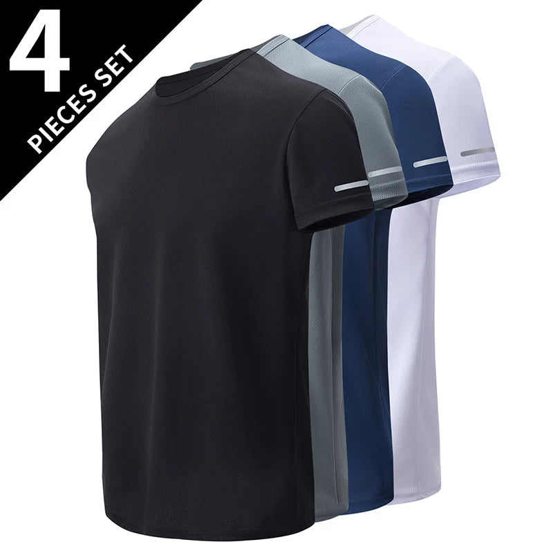 1/4 Pcs Men's Summer Quick-drying Sports Fashion Printed Short-sleeved Teens Loose and Comfortable Running Fitness Joker T-shirt