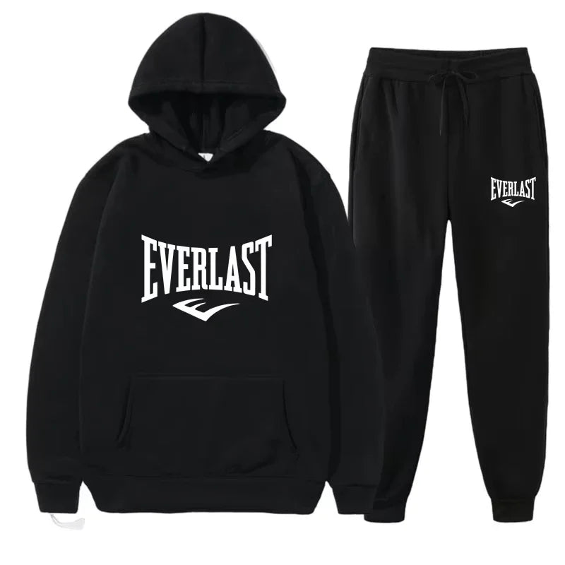 Men's EVERLAST Sportswear Fitness Gym Clothing Running Set Sportswear Straps Autumn/Winter Hoodie Set New Style