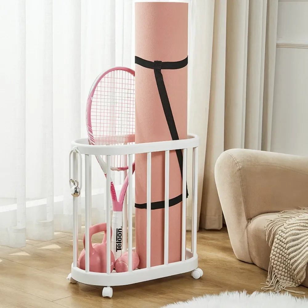 Large Capacity Storage Basket Clothes Storage Basket with Wheel Multi-Functional Yoga Fitness Equipment Organizer