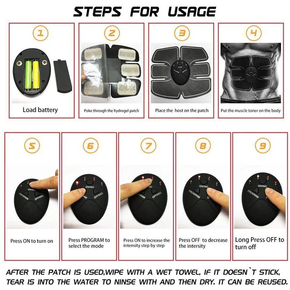 Abdominal Muscle Stimulator EMS Massager Buttocks Hip Trainer Electrostimulation Machine Home Gym Muscle Toner Body Slimming