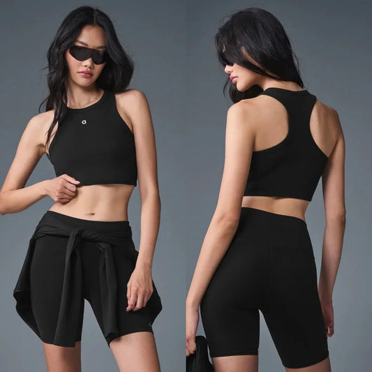 Side angle of fitness tank top for women
