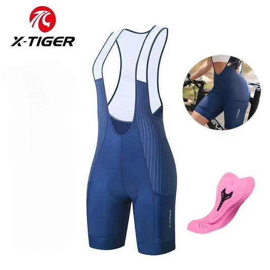X-TIGER Women's Pro Cycling Shorts Breathable Cushioned Cushion Fitness Racing Summer Shorts Outdoor Road Bike Riding Bib Shorts