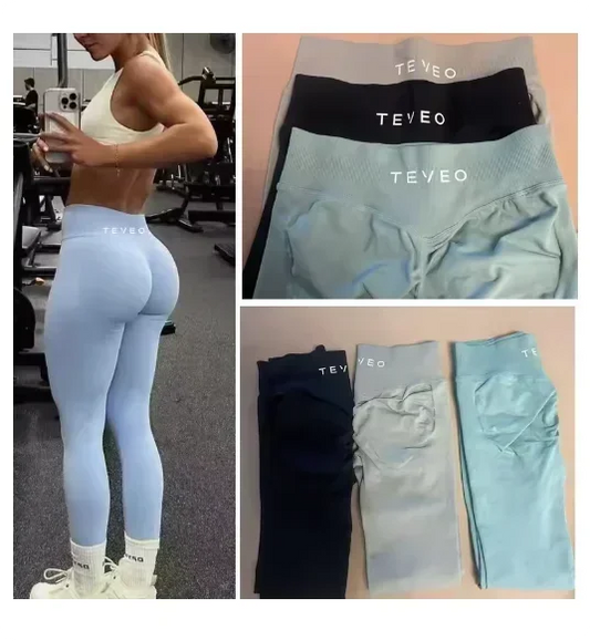 Front view of seamless Teveo yoga legging
