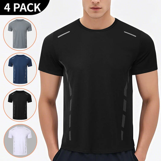 Front-back contrast tee shown together
