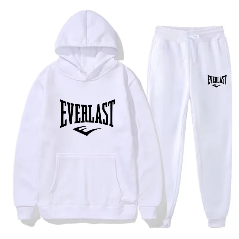 Men's EVERLAST Sportswear Fitness Gym Clothing Running Set Sportswear Straps Autumn/Winter Hoodie Set New Style