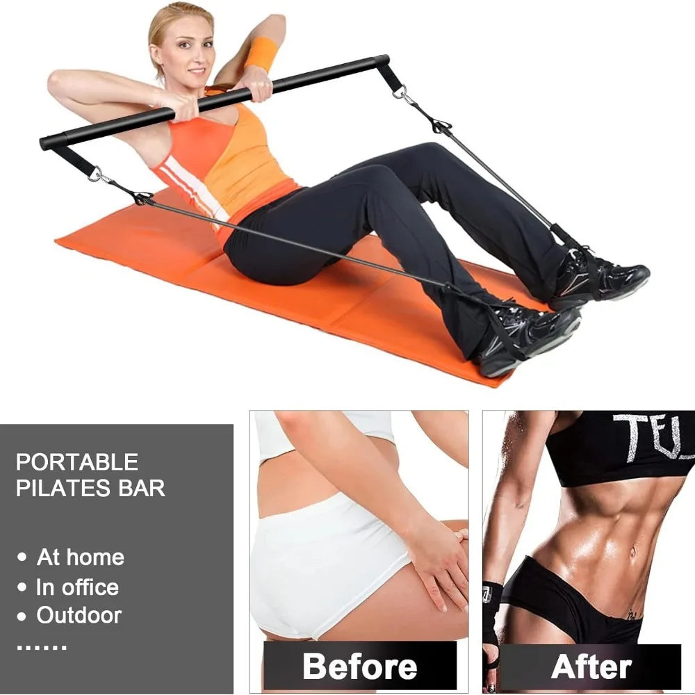 Resistance Bands Set with Fitness Bar Workout Gym Pull Rope Yoga TPE or Latex Tube Sports Elastic Exercise Equipment for Home