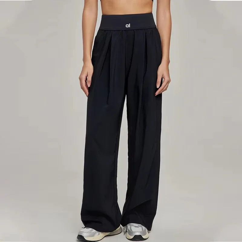 Loose jogger pants styled for running
