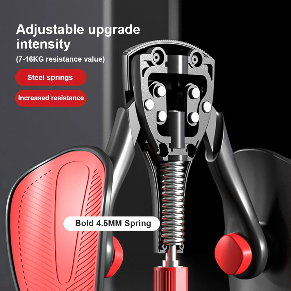 Woman using thigh master in seated workout
