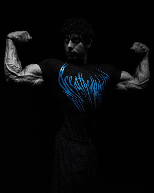 Breathedivinity Compression Shirt Short Sleeve tops Muscle GYM Fitness in Black Wolves Club Y2K